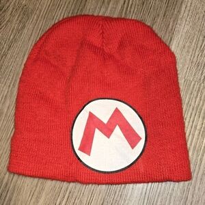 Red Beanie with Mario Logo